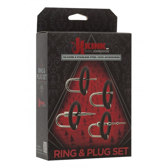 SET DI 4 ANELLI PER PENE CON SONDA URETRALE SEX TOY SADO