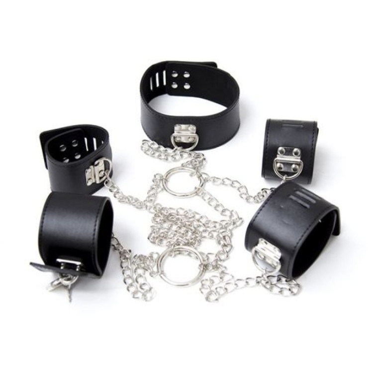 CHAIN HOGTIE COSTRITTIVO IN ECOPELLE E CATENE SEX TOY BDSM 2