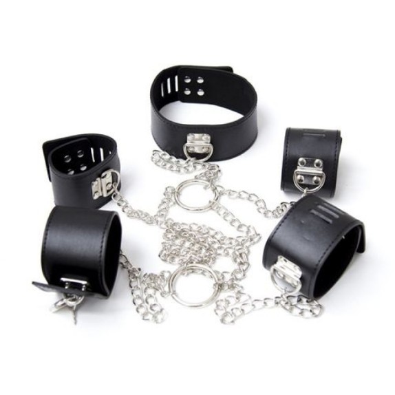 CHAIN HOGTIE COSTRITTIVO IN ECOPELLE E CATENE SEX TOY BDSM
