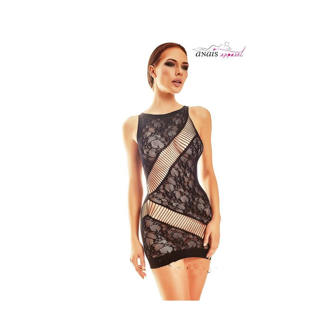 MINI ABITO SEXY PER DONNA IN PIZZO FLOREALE CON...