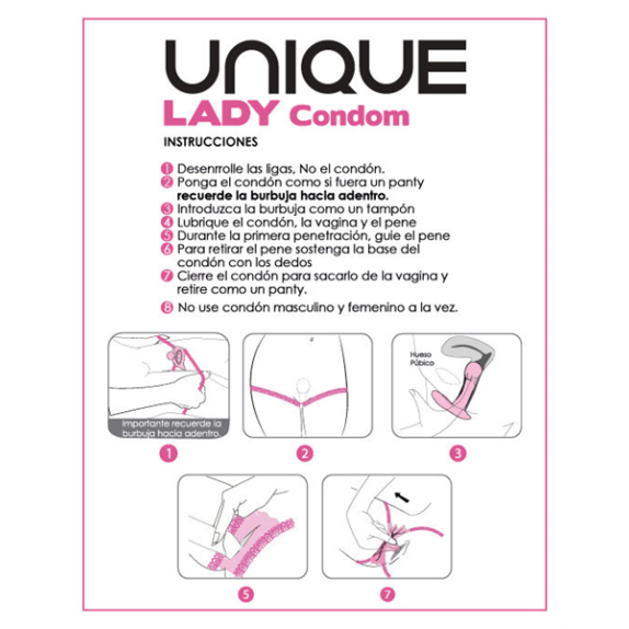 PRESERVATIVO FEMMINILE PRIVO DI LATTICE CON FASCE ELASTICHE UNIQUE