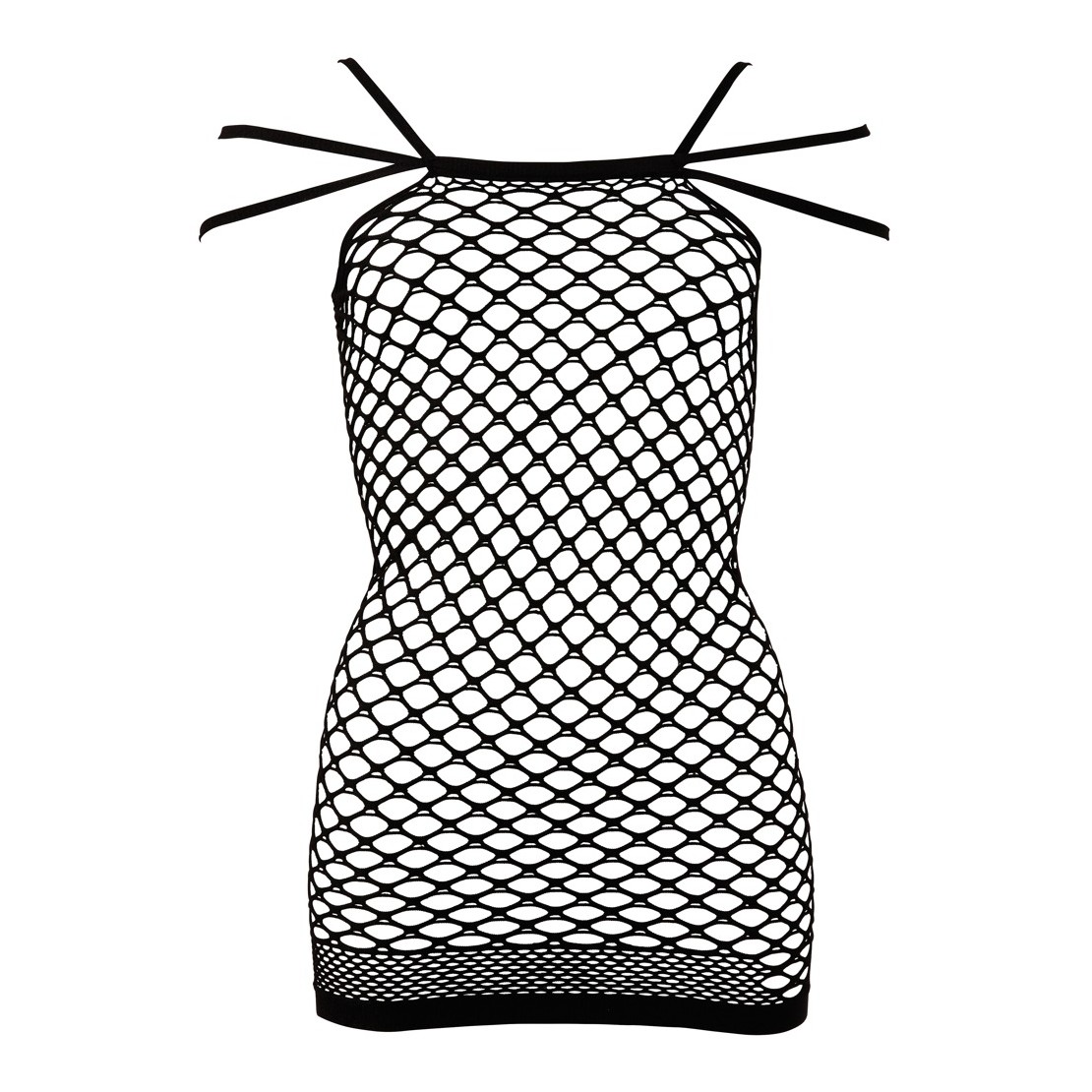 MINI ABITO SEXY PER DONNA A RETE LARGA NERO