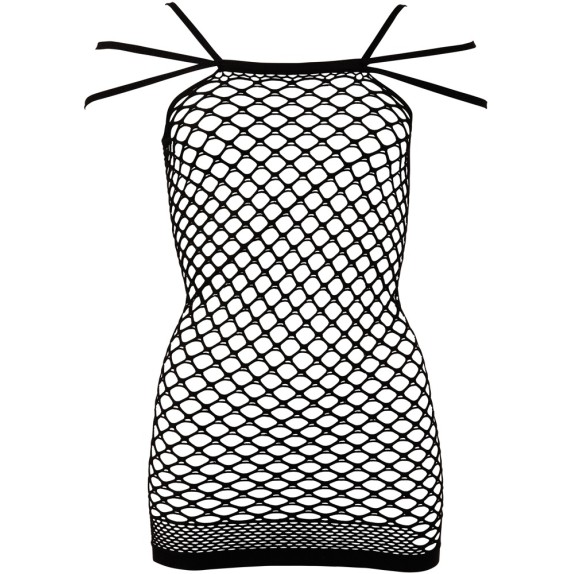 MINI ABITO SEXY PER DONNA A RETE LARGA NERO