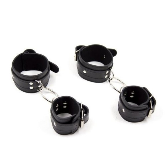 COSTRITTIVO MANETTE + CAVIGLIERE PER GIOCHI DI COPPIA SADOMASO
