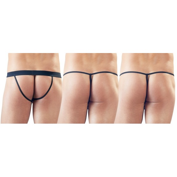 TRE PZ DI INTIMO SEXY PER UOMO CON DUE G-STRING E UN JOCK STRAP