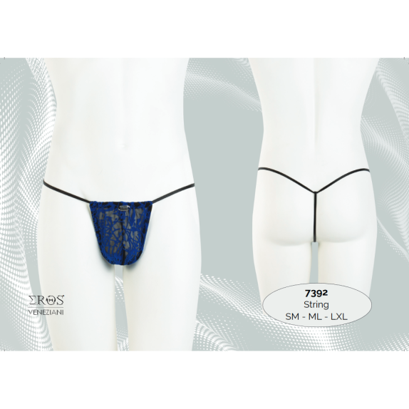 PERIZOMA A FILETTO SEXY PER UOMO CON RILIEVI BLU EROS VENEZIANI