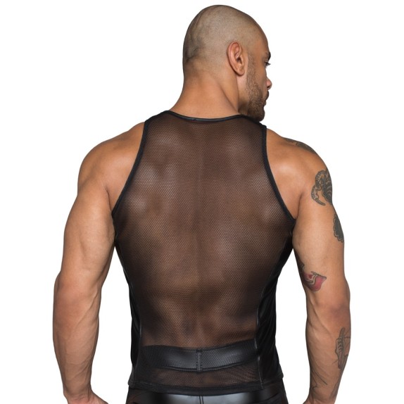 CANOTTA SEXY PER UOMO A RETE CON INSERTI IN SPANDEX
