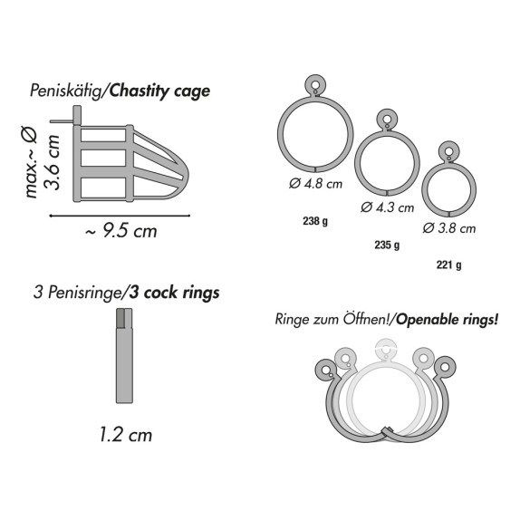 CINTURA-GABBIA DI CASTITA' IN ACCIAIO PER UOMO SEX TOY CHASTITY CAGE