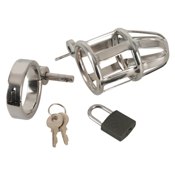 CINTURA-GABBIA DI CASTITA' IN ACCIAIO PER UOMO SEX TOY CHASTITY CAGE
