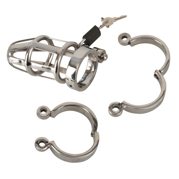 CINTURA-GABBIA DI CASTITA' IN ACCIAIO PER UOMO SEX TOY CHASTITY CAGE
