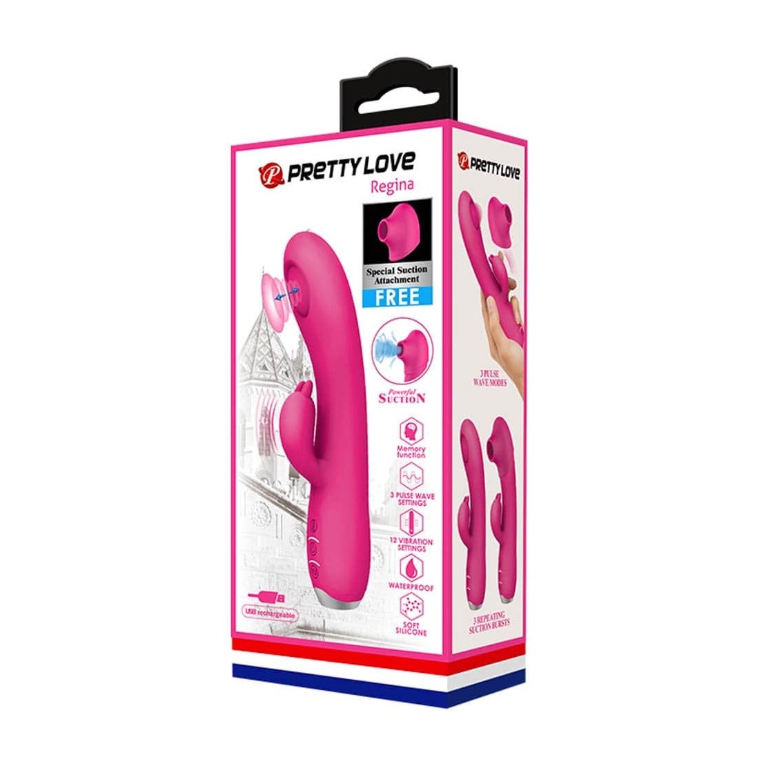VIBRATORE RABBIT SEX TOY PUNTO G PULSA E ASPIRA...