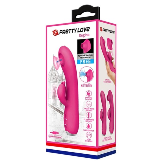 VIBRATORE RABBIT SEX TOY PUNTO G PULSA E ASPIRA REGINA