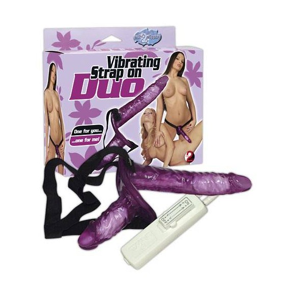 STRAP-ON PER DONNA DOPPIO SEX TOY VIBRANTE CON TELECOMANDO A FILO