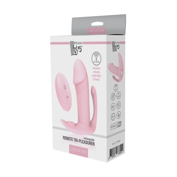 VIBRATORE TRIPLO PER DONNA SEX TOY CON TELECOMANDO TRI-PLEASURER