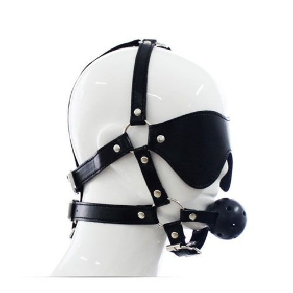 BAVAGLIO BOCCA E BENDA OCCHI PER GIOCHI SADOMASO HEAD HARNESS