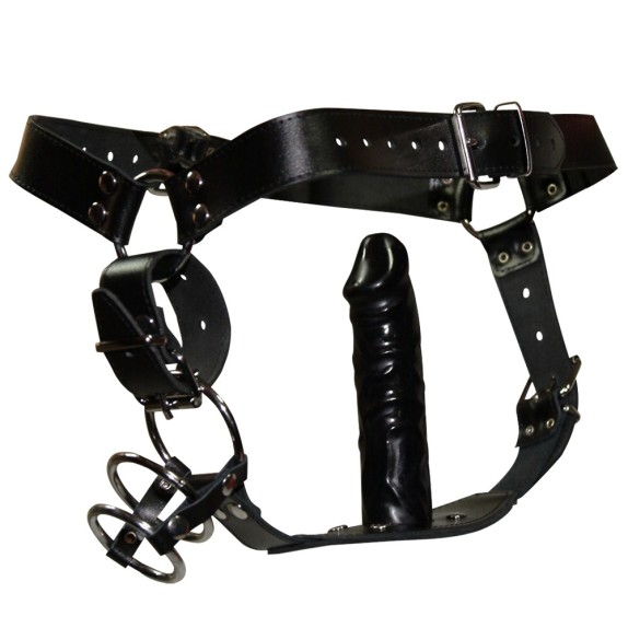 CINTURA DI CASTITA' PER UOMO SEX TOY CON ANELLI E BUTT PLUG