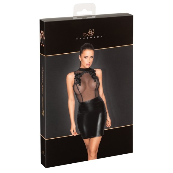 MINI ABITO SEXY PER DONNA IN TULLE E SPANDEX CON RICAMI