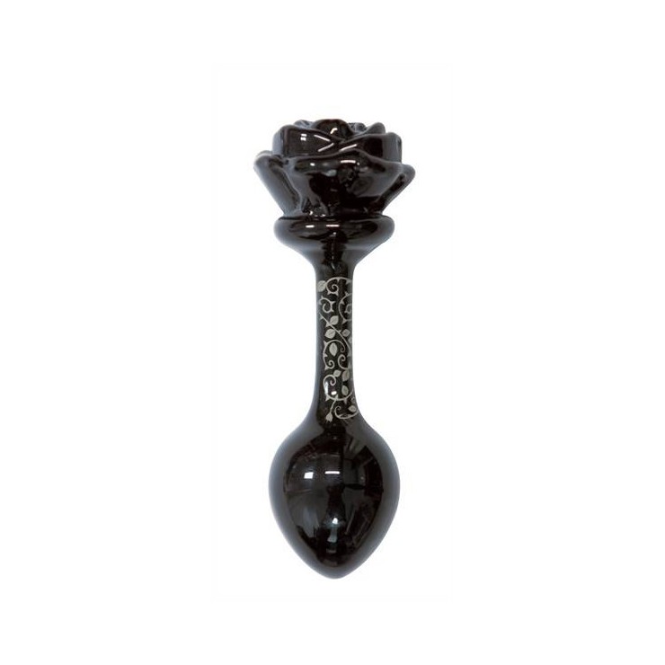 TAPPO ANALE IN VETRO SEX TOY CON GAMBO E FIORE 2