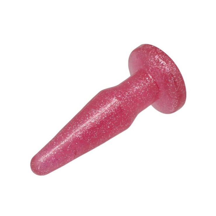 TAPPO-PLUG ANALE MORBIDO SEX TOY ROSA CON GLITTER 2