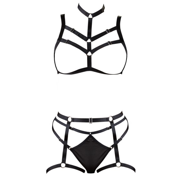 COMPLETO INTIMO SEXY PER DONNA SET TRE PEZZI HARNESS COTTELLI