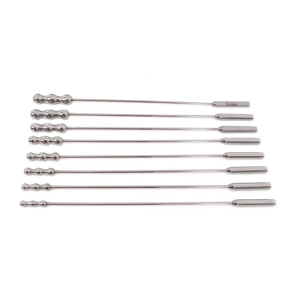 KIT OTTO SONDE URETRALI IN ACCIAO SEX TOY DILATOR BEADS