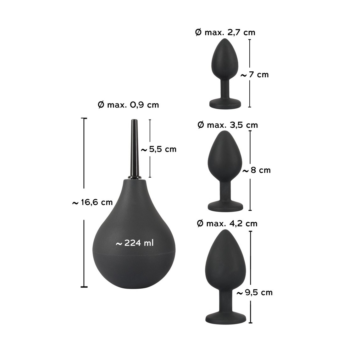 SET TRE PLUG ANALI CON GIOIELLO E CLISTERE ANAL...