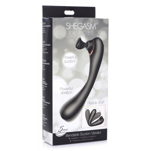 VIBRATORE DOPPIO CON SUZIONE PER DONNA SEX TOY SHEGASM 7X POSE