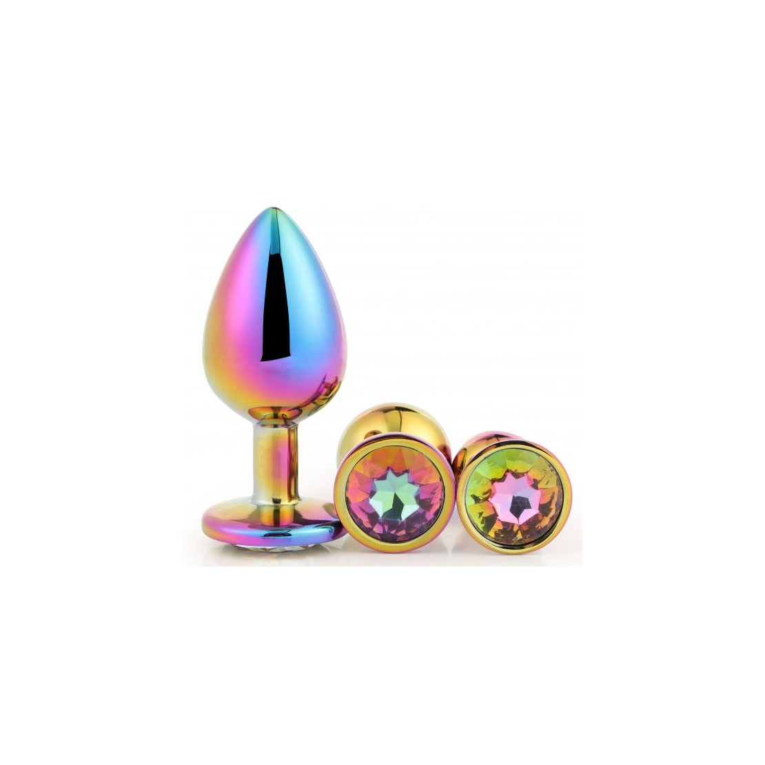KIT TRE PLUG ANALI CON GIOIELLO MULTICOLOR PLUG...