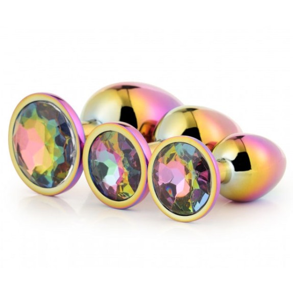 KIT TRE PLUG ANALI CON GIOIELLO MULTICOLOR PLUG SET