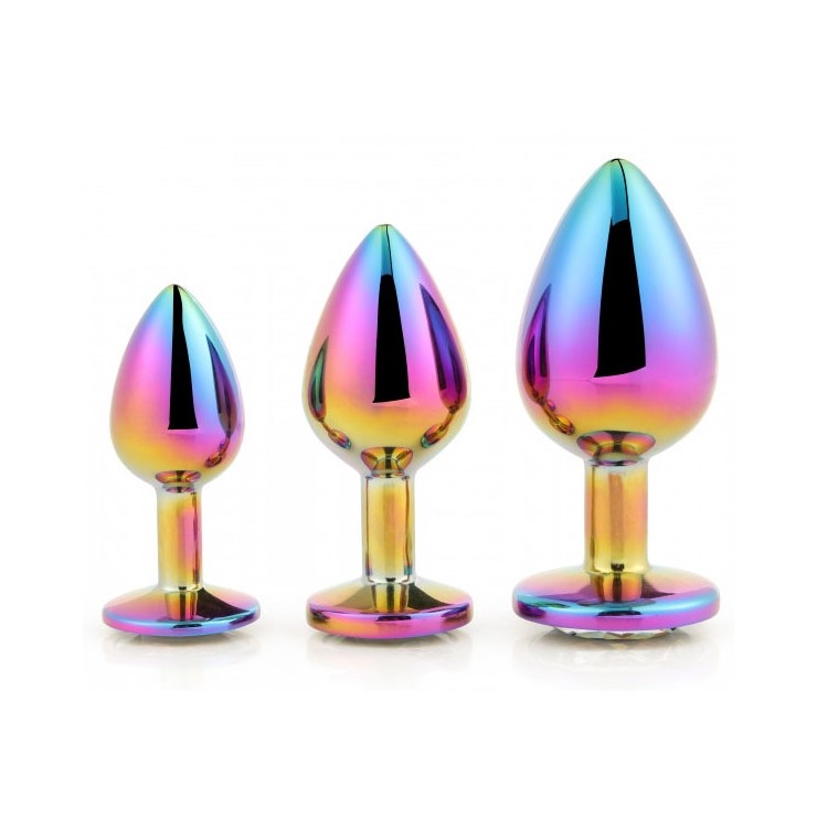 KIT DI TRE PLUG ANALI CON GIOIELLO MULTICOLOR PLUG SET 2