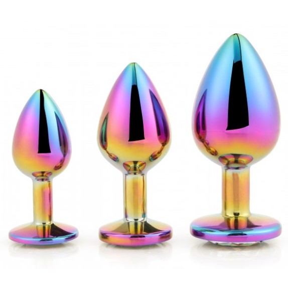 KIT TRE PLUG ANALI CON GIOIELLO MULTICOLOR PLUG SET