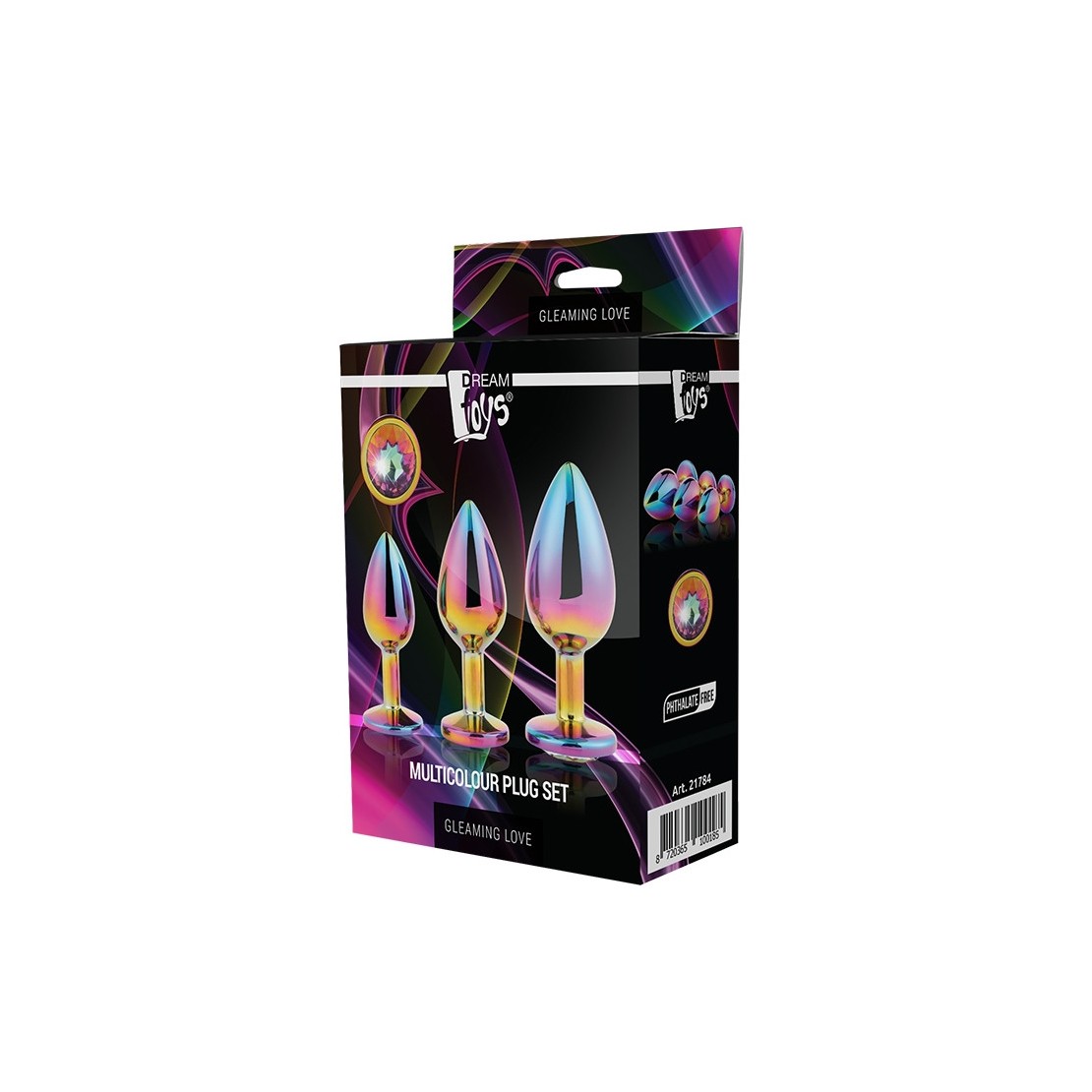 KIT TRE PLUG ANALI CON GIOIELLO MULTICOLOR PLUG...