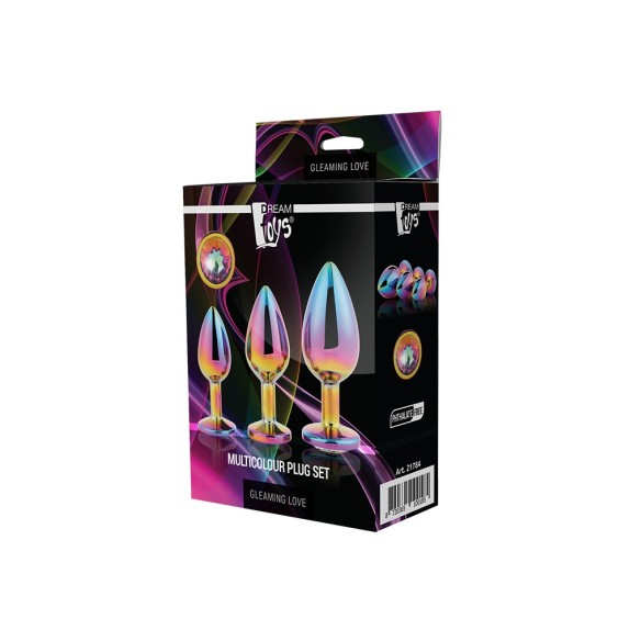 KIT TRE PLUG ANALI CON GIOIELLO MULTICOLOR PLUG SET
