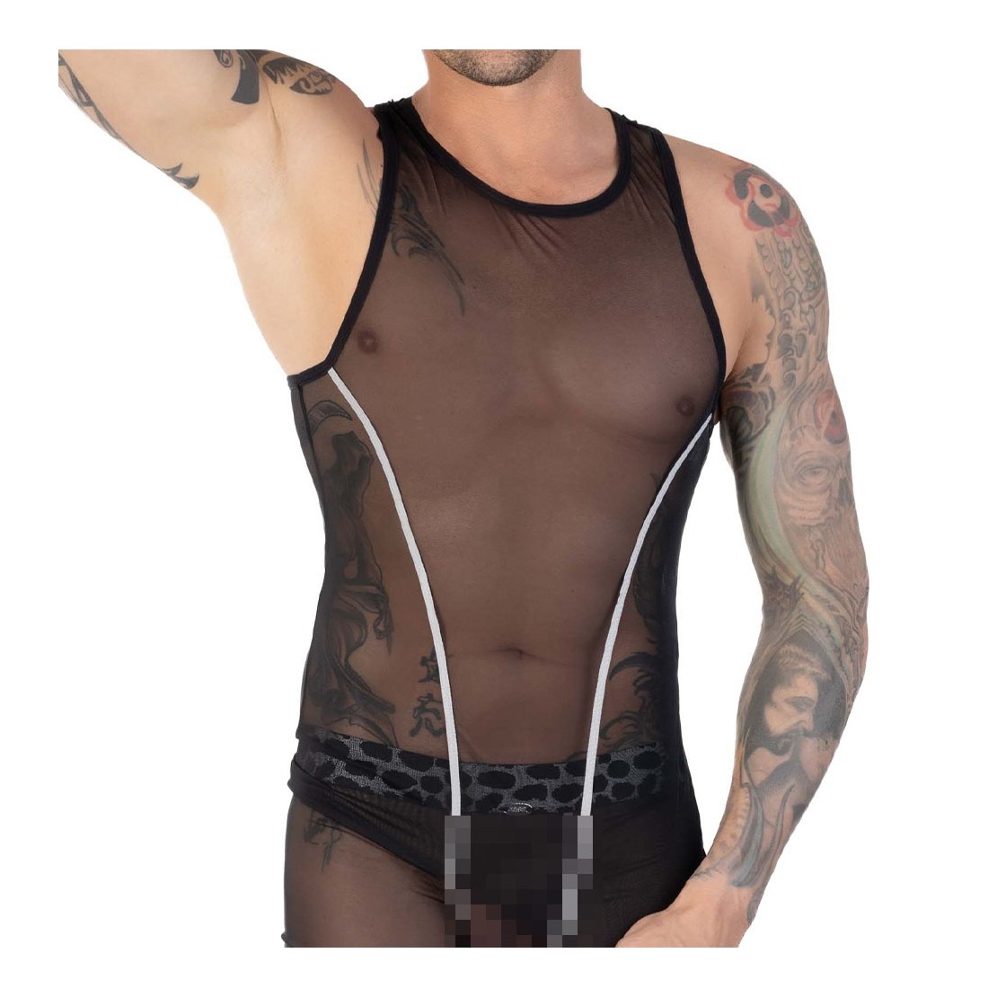CANOTTA SEXY PER UOMO CON CUCITURE GRIGIE EROS...