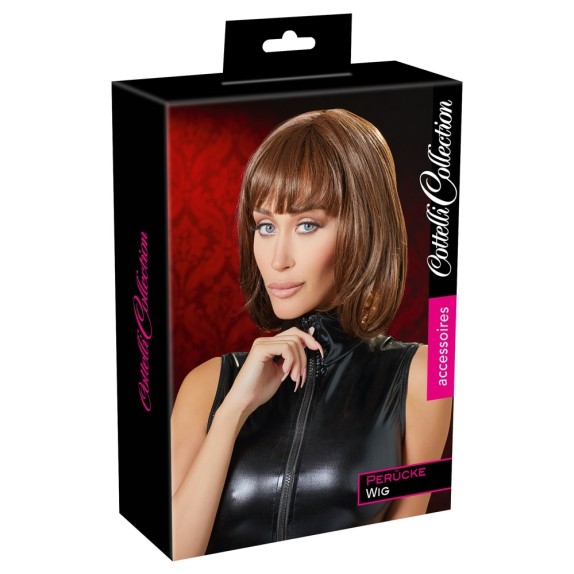 PARRUCCA SEXY A CASCHETTO CASTANO PER TRAVESTIMENTI