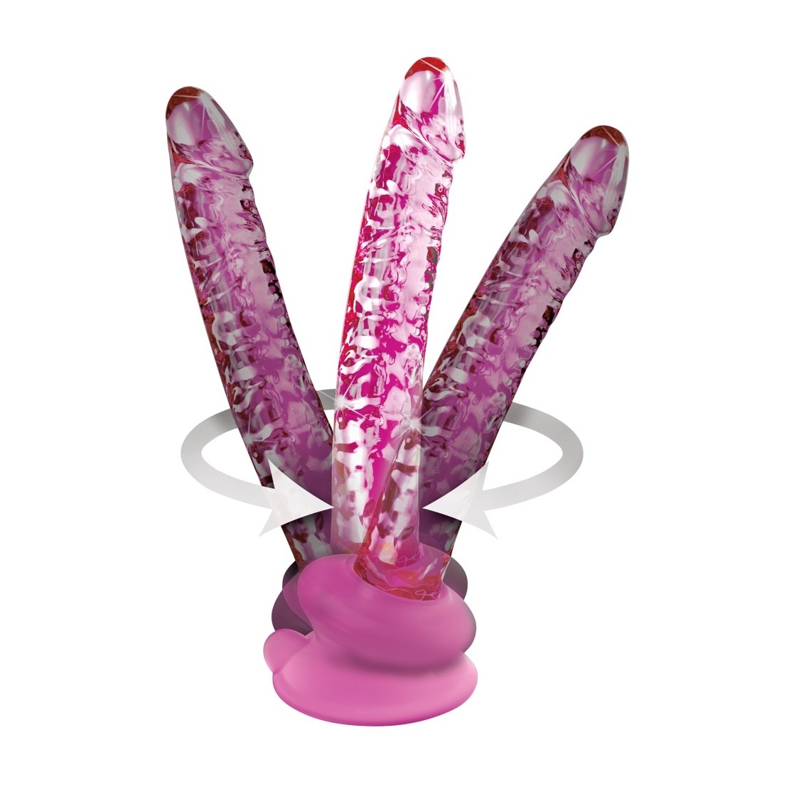 DILDO IN VETRO ROSA CON VENTOSA REMOVIBILE ICICLES