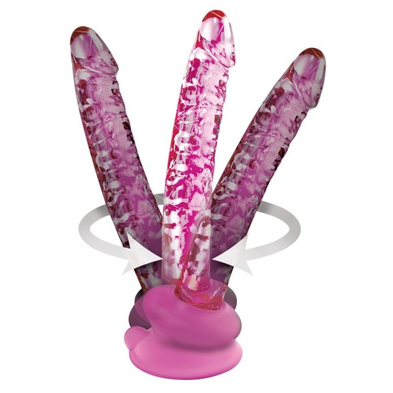 DILDO IN VETRO ROSA CON VENTOSA REMOVIBILE ICICLES