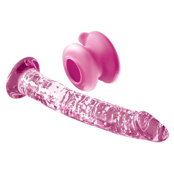 DILDO IN VETRO ROSA CON VENTOSA REMOVIBILE ICICLES
