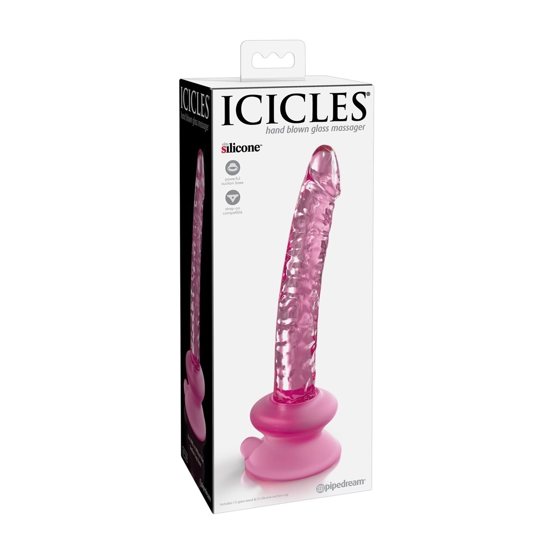 DILDO IN VETRO ROSA CON VENTOSA REMOVIBILE ICICLES