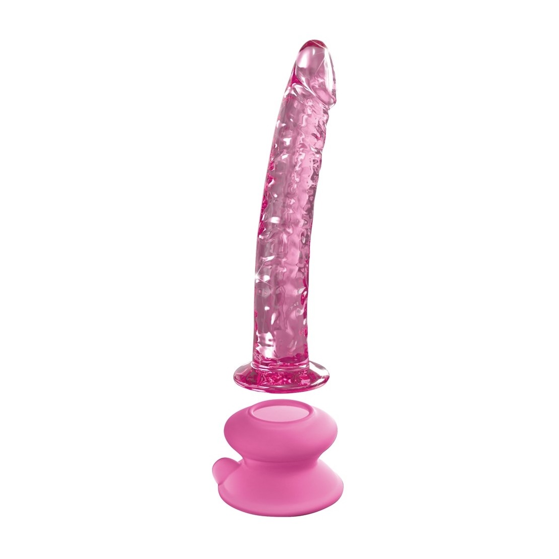 DILDO IN VETRO ROSA CON VENTOSA REMOVIBILE ICICLES