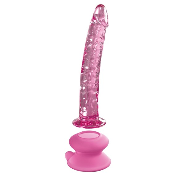 DILDO IN VETRO ROSA CON VENTOSA REMOVIBILE ICICLES