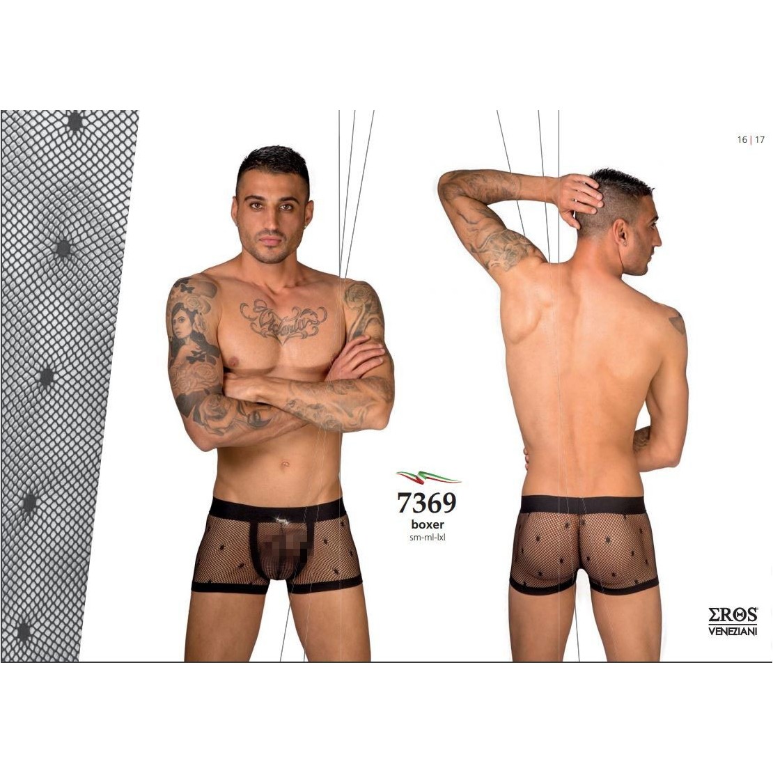 BOXER SEXY PER UOMO A RETE PICCOLA CON POIS...