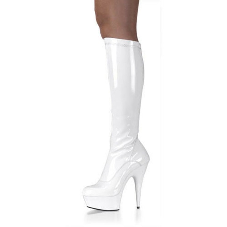 STIVALE IN VERNICE LUCIDO BIANCO TACCO 15 CM  2