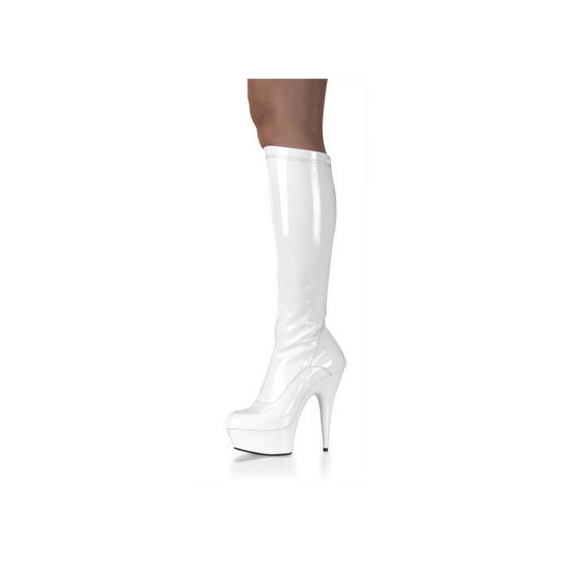 STIVALE IN VERNICE LUCIDO BIANCO TACCO 15 CM