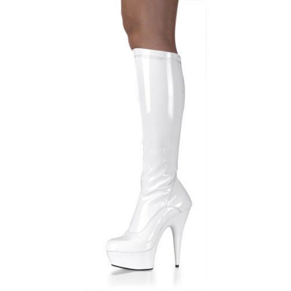 STIVALE IN VERNICE LUCIDO BIANCO TACCO 15 CM