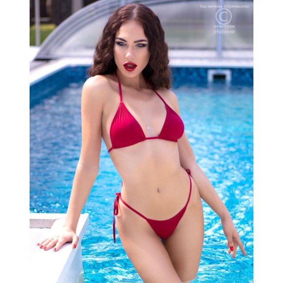 COSTUME BIKINI SEXY DONNA 3 PEZZI CON STRING E PERIZOMA CHILIROSE