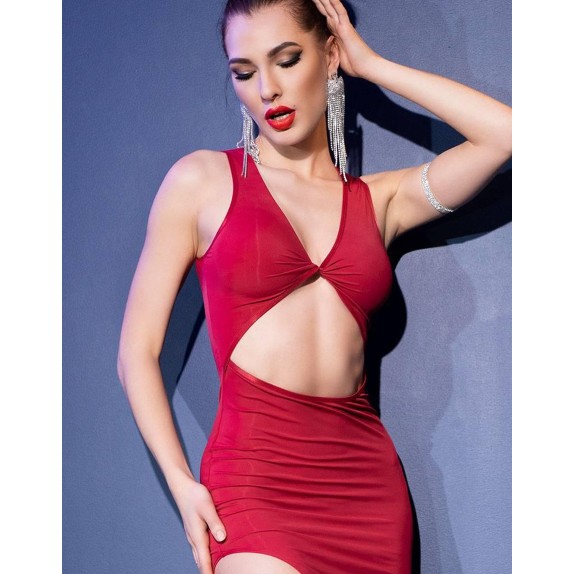 ABITO SEXY PER DONNA LUNGO CON SPACCO LATERALE CHILIROSE