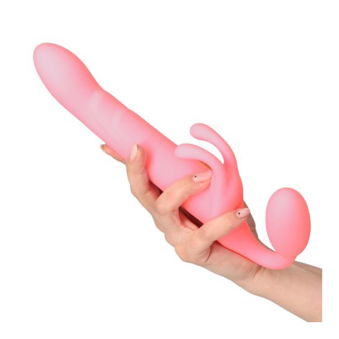 STRAPLESS STRAP-ON TRIPLO VIBRANTE PER DONNA...