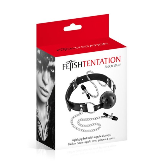 MORSO-BALL GAG SEX TOY CON PINZE PER CAPEZZOLI
