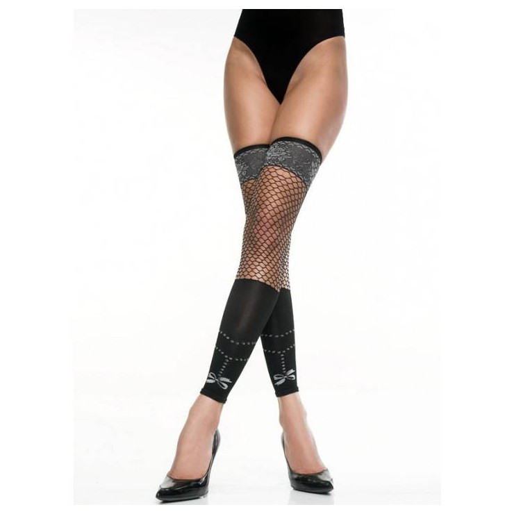 CALZE ELASTICHE CON FIOCCO E RICAMI